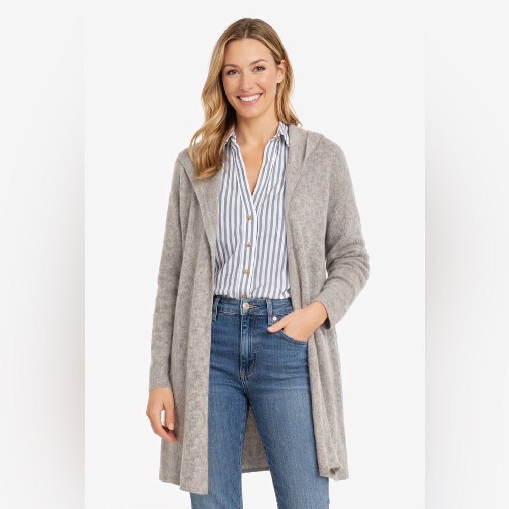 Saks Fifth Avenue Cashmere Hooded Cardigan Nwot